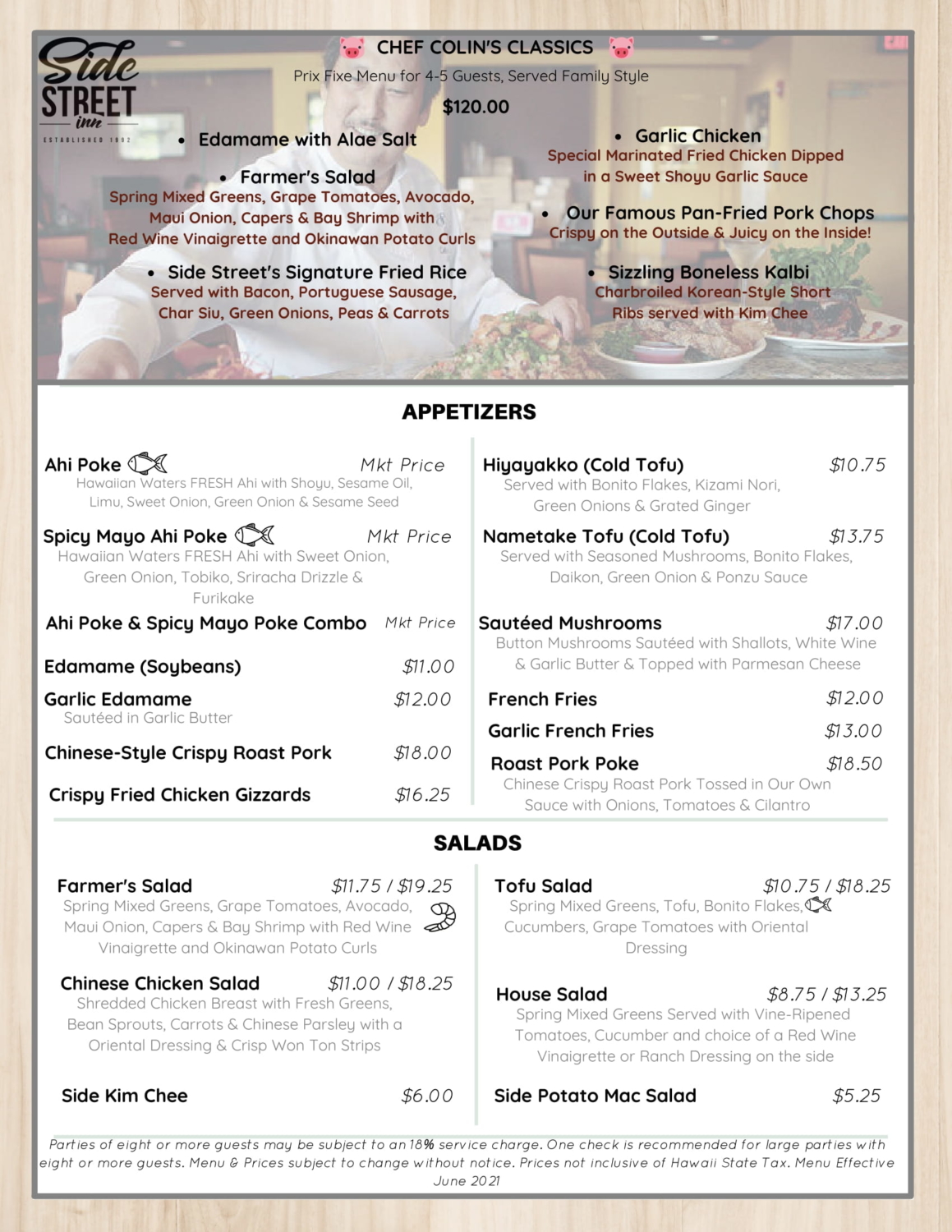 SSI Kapahulu InHouse Dining Menu_June 20211 Side Street Inn